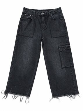 Represent Washed Black Distressed Carpenter Jeans Size 32 Raw Hem Streetwear men